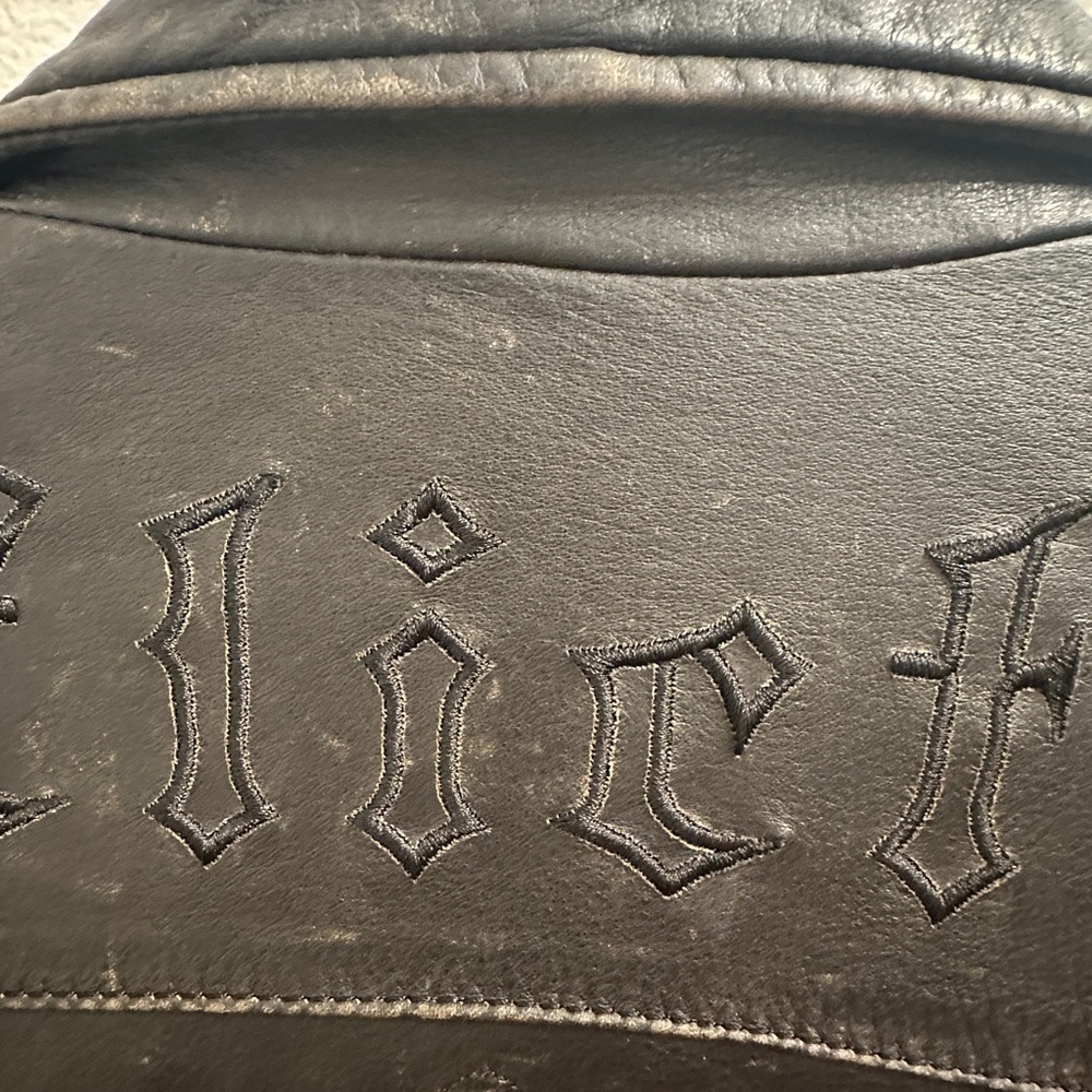 Vintage Affliction Black Leather Jacket with Embroidered Eagle - Picture 4 of 9